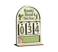 Books Read This Year Counter Tracker, Vintage Wooden Book Counter Sign, Bookshelf Book Tracker Sign Decor for Home Office Study
