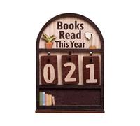 Books Read This Year Counter Tracker, Vintage Wooden Book Counter Sign, Bookshelf Book Tracker Sign Decor for Home Office Study