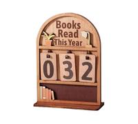 Books Read This Year Counter Tracker, Vintage Wooden Book Counter Sign, Bookshelf Book Tracker Sign Decor for Home Office Study