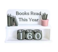 Books Read This Year Counter Tracker, Vintage Wooden Book Counter Sign, Bookshelf Book Tracker Sign for Home Librarian Classroom Decor