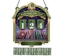 Books Read This Year Counter, Wooden Tabletop Decoration, Wooden Tabletop Library Ornament, Books Read Sign with 30 Number Plate for Home Bedroom Study Workplace Library Shelf Nook Corner