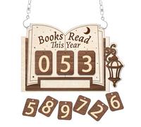 Books Read This Year Counter - Wooden Tracker, Wood Library Decor Book Read Tracker Board, Hanging Annual Reading Count Display for Readers, Students, Teachers, Librarians, Writers, Home Office, and B