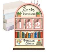 Books Read This Year Sign - Bookshelf Decor Wooden Stand - Books Read Tracker - for Reading Goal Display Up To 999 Bookish Accessories Bookworm Club Members Student Teacher Writers Readers Library