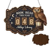 Books Read This Year Sign - Wood Reading Challenge Hangable Pendant,Wooden Book Counter Tracker,for Library Bookshelf Bookend Wall Bookish Bookworm Student Teacher Writers Readers