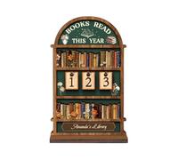 Books Read Tracker - Wood 18.5x13cm | Reading Challenge Counter For Book Lovers | Functional And Decorative Desk Or Bookshelf Accessory | Motivational Tool For Home, Library, Classroom, Or Office