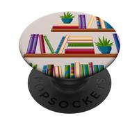 Bookshelf Book Lover Librarian Reading Decor PopSockets PopGrip Adesivo