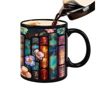 bookshelf mug - 330ml novelty coffee drinkware, literary library cup, ceramic mug with handle | bibliophile ceramic vessel for book lover librarian women men tea beverage milk water reader author