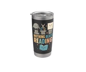 Booktrovert Camicia, Nothing Beat Reading Rock Paper Scissors Bicchiere termico in acciaio inox doppia parete