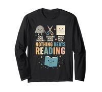 Booktrovert Camicia, Nothing Beat Reading Rock Paper Scissors Maglia a Manica