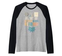 Booktrovert Camicia, Nothing Beat Reading Rock Paper Scissors Maglia con Maniche Raglan