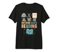 Booktrovert Camicia, Nothing Beat Reading Rock Paper Scissors Maglietta Premium