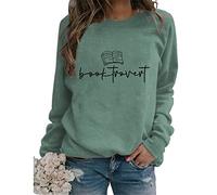 Booktrovert Sweatshirt, Women Cute Long Sleeve Crew Neck Bookish Shirts, Bookworm Book Lover Gifts Pullover Tops