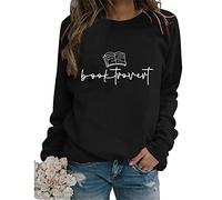 Booktrovert Sweatshirt, Women Cute Long Sleeve Crew Neck Bookish Shirts, Bookworm Book Lover Gifts Pullover Tops