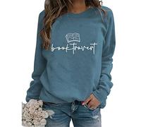 Booktrovert Sweatshirt, Women Cute Long Sleeve Crew Neck Bookish Shirts, Bookworm Book Lover Gifts Pullover Tops