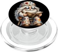 Bookworm Hippie Gnome Dad Reading Book Graphic For Teacher PopSockets PopGrip per MagSafe