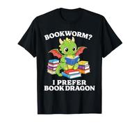 Bookworm Preferisco Book Dragon Kawaii Fantasy Book Lover Maglietta