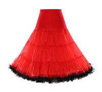 Boolavard 1950 26" Rockabilly Sottoveste Retro Vintage Petticoat Tutu Swing Rosso, Nero, Bianco, Blu, Rosa, Rosso con finiture nere, L-XL