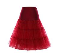 BOOLAVARD 1950 26" Rockabilly Sottoveste Retro Vintage Petticoat Tutu Swing Rosso, Nero, Bianco, Blu, Rosa, Bordeaux, S-M
