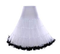 Boolavard 1950 26" Rockabilly Sottoveste Retro Vintage Petticoat Tutu Swing Rosso, Nero, Bianco, Blu, Rosa, Bianco con finiture nere, L-XL