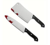 Boolavard 2 pezzi di coltello di Halloween, finto coltello insanguinato di plastica Halloween Classico Horror scherzo oggetti di scena per festa di Halloween spaventosa, Cosplay (Argento)