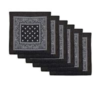 BOOLAVARD - Bandane 100% cotone, con motivo cachemire originale, per testa, per capelli, confezione da 1, 6 o 12 pezzi 6 nero 56cm x 56cm