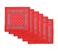 BOOLAVARD - Bandane 100% cotone, con motivo cachemire originale, per testa, per capelli, confezione da 1, 6 o 12 pezzi 6 rosso. 56cm x 56cm