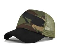 Boolavard Cappellino Trucker Premium a 5 Pannelli con Retro in Rete, Classico Cappellino Snapback con Parte Frontale in Schiuma ad Alto Profilo (Camouflage/Nero)