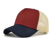 Boolavard Cappellino Trucker Premium a 5 Pannelli con Retro in Rete, Classico Cappellino Snapback con Parte Frontale in Schiuma ad Alto Profilo (Rosso Vino/Blu Navy)