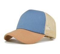 Boolavard Cappellino Trucker Premium a 5 Pannelli con Retro in Rete, Classico Cappellino Snapback con Parte Frontale in Schiuma ad Alto Profilo (Blu/Kaki)