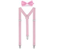 Boolavard tinta unita Mens bretella Bow Tie Set Clip su Y forma bretelle regolabili
