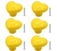 BOOLSFMAM Pomelli per mobili a forma di cuore, in ceramica, 6 pezzi, per armadi, per camera dei bambini, cucine, armadi, librerie