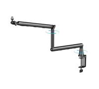 Boom Arm - Shock Absorbing Clamp 360 Degree Rotating, Adjustable Microphone Arm Stand for Podcasting, Singing, Studio Recording, Music Production, Computer, Desktop, Content Creation, Streaming