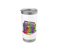 Boom Box anni '80 gocciolante multicolore vernice graffiti divertente grafica Bicchiere termico in acciaio inox doppia parete