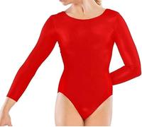 BOOM Prime Body per Ragazze Basic Manica Lunga Body da Danza Classica per Bambini Ginnastica Elasticizzata Sport Atletico Body Top Età 5-14 Anni (Rosso, 13-14 Years)