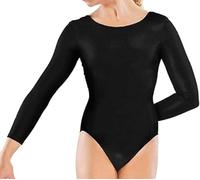 BOOM Prime Body per Ragazze Basic Manica Lunga Body da Danza Classica per Bambini Ginnastica Elasticizzata Sport Atletico Body Top Età 5-14 Anni (Nero, 7-8 Years)