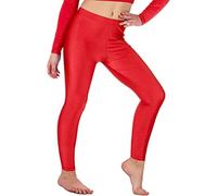 BOOM Prime Collant da Ginnastica per Ragazze in Lycra da Danza Lucida Senza Piede Leggings Elasticizzati per Bambini (Rosso, 7-8 Anni)