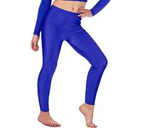 BOOM Prime Collant da Ginnastica per Ragazze in Lycra da Danza Lucida Senza Piede Leggings Elasticizzati per Bambini (Blu Reale, 11-12 Anni)