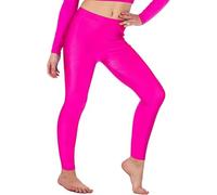 BOOM Prime Leggings da Ginnastica Lucidi da Donna, Collant in Lycra Elasticizzati da Balletto Senza Piede al Neon (Rosa, L/XL)