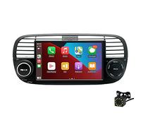 Boomboost Wireless CarPlayer Android Auto Car Stereo Android 7 Pollici 2 DIN Touch Screen Autoradio Supporto Bluetooth/FM/WiFi/GPS/Mirror Link Compatibile per Fiat 500+12LED Fotocamera (Nero)