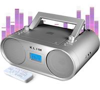 Boombox B4 Lettore CD Stereo, Bluetooth, AUX, AM FM Radio con e USB | Filo o Wireless, Batteria Ricaricabile, Telecomando, Standby Automatico, Eq Digitale, Non Fermare la Musica - Argento