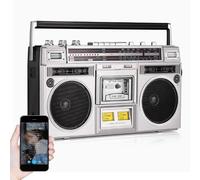 Boombox con lettore CD in stile classico anni '80, Boombox portatile a cassetta, supporto ingresso SD/USB, con radio AM/FM, 20 W doppi altoparlanti woofer da 2,5 pollici, per riunioni di famiglia e
