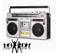 Boombox con lettore CD retrò, con radio AM/FM, cassette Boombox portatile, 20 W, doppio woofer da 2,5 pollici, jack per cuffie, supporto ingresso SD/USB, per casa, feste e viaggi