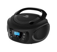 Boombox - Lettore CD portatile - CD/CD-R - USB - Radio FM - Ingresso AUX-IN - Presa per cuffie - radio bambini - radio CD - stereo - sistema compatto (cavaliere nero, nero)