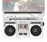 Boombox - Lettore CD portatile con radio AM/FM e registratore a cassetta, supporta ingresso SD/USB, stile classico anni '80, per riunioni di famiglia e viaggi