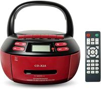 Boombox lettore CD portatile, lettore di cassette con Bluetooth, altoparlanti doppi ad alta potenza, telecomando + schermo LED, radio AM/FM, per uso familiare(Red)