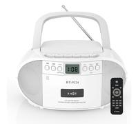 Boombox portatile Bluetooth Radio CD lettore cassette con riproduzione USB, AM/FM, telecomando, alimentazione a batteria, jack per auricolari