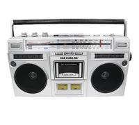 Boombox portatile con lettore CD, radio AM/FM e registratore a cassette, stile classico anni '80, supporta ingresso SD/USB per riunioni di famiglia e viaggi