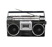 Boombox portatile retrò con lettore CD e cassette, radio Dab portatile con radio FM e DAB+, registrazione USB, ricevitore Bluetooth + altoparlanti, per riunioni di famiglia/viaggi Nero