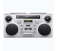 Boombox retrò con lettore CD e cassetta - Bluetooth 5.0, radio AM/FM, riproduzione SD/AUX/USB + jack per cuffie, centro audio portatile vintage per la casa
