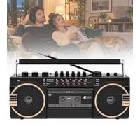 Boombox Retrò In Stile Anni 80, Lettore Cd/cassette Retrò, Manopole Per La Regolazione Del Volume, Jack Per Cuffie, Suono Stereo, Registrazione E Riproduzione, Supporto Usb/sd Black